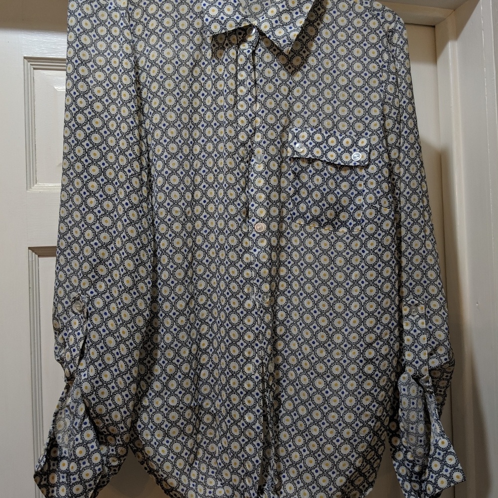 Geo Pattern Sheer Button Down